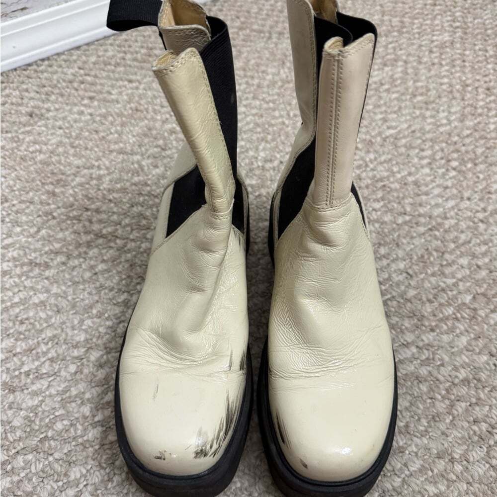 Leather Vagabond Boots cream black size 38